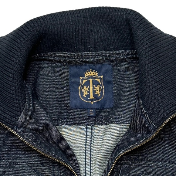 {Talbots} Blue Heavyweight Sweater Collar Denim Jean Coat Jacket - Picture 5 of 6